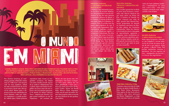 Matéria que assinei na revista sobre tour gastronômico em Miami