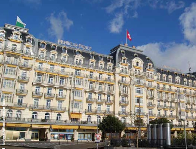 O charme do hotel de frente para calçadão do Lago de Genebra. Foto: Montreux Tourism - Divulgação
