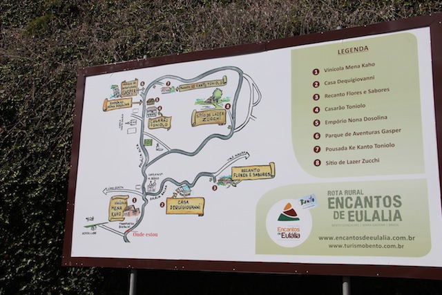 O mapa da rota Rural Encantos de Eulália que finaliza no Parque