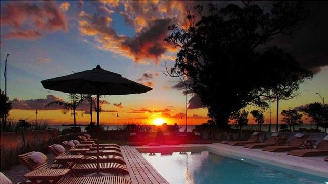 Visual no fim de tarde do Rio da Prata no hotel Costa Colonia que fica às margens do Rio