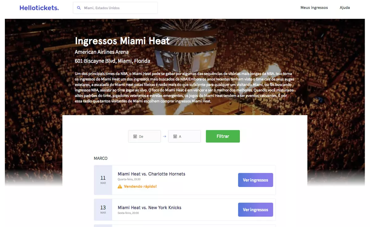 Ingressos Miami Heat - Hellotickets